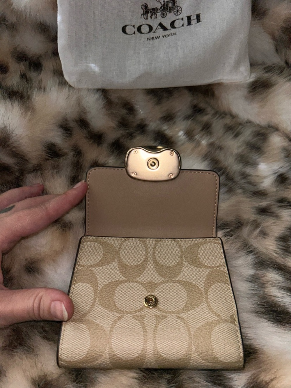 Coach Eliza Small Wallet in Signature Canvas CP255 in Gold/Light Khaki Chalk - Picture 6 of 14